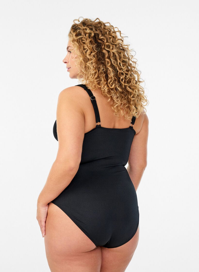 V-neck swimsuit, Black, Model image number 1