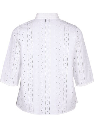 Cotton shirt with hole pattern, Bright White, Packshot image number 1