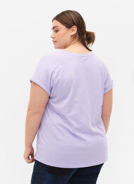 Short sleeved cotton blend t-shirt, Lavender, Model