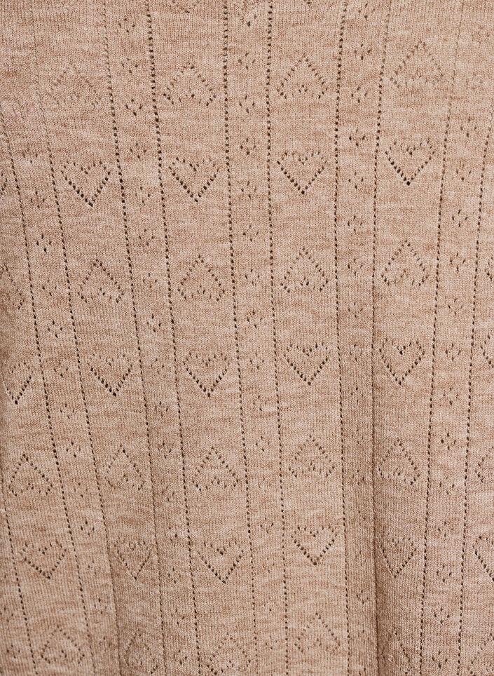 Short-sleeved knit blouse with a pointelle pattern, Beige, Packshot image number 2