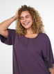Nightgown in viscose jersey with a ribbed texture, Purple, Model image number 3