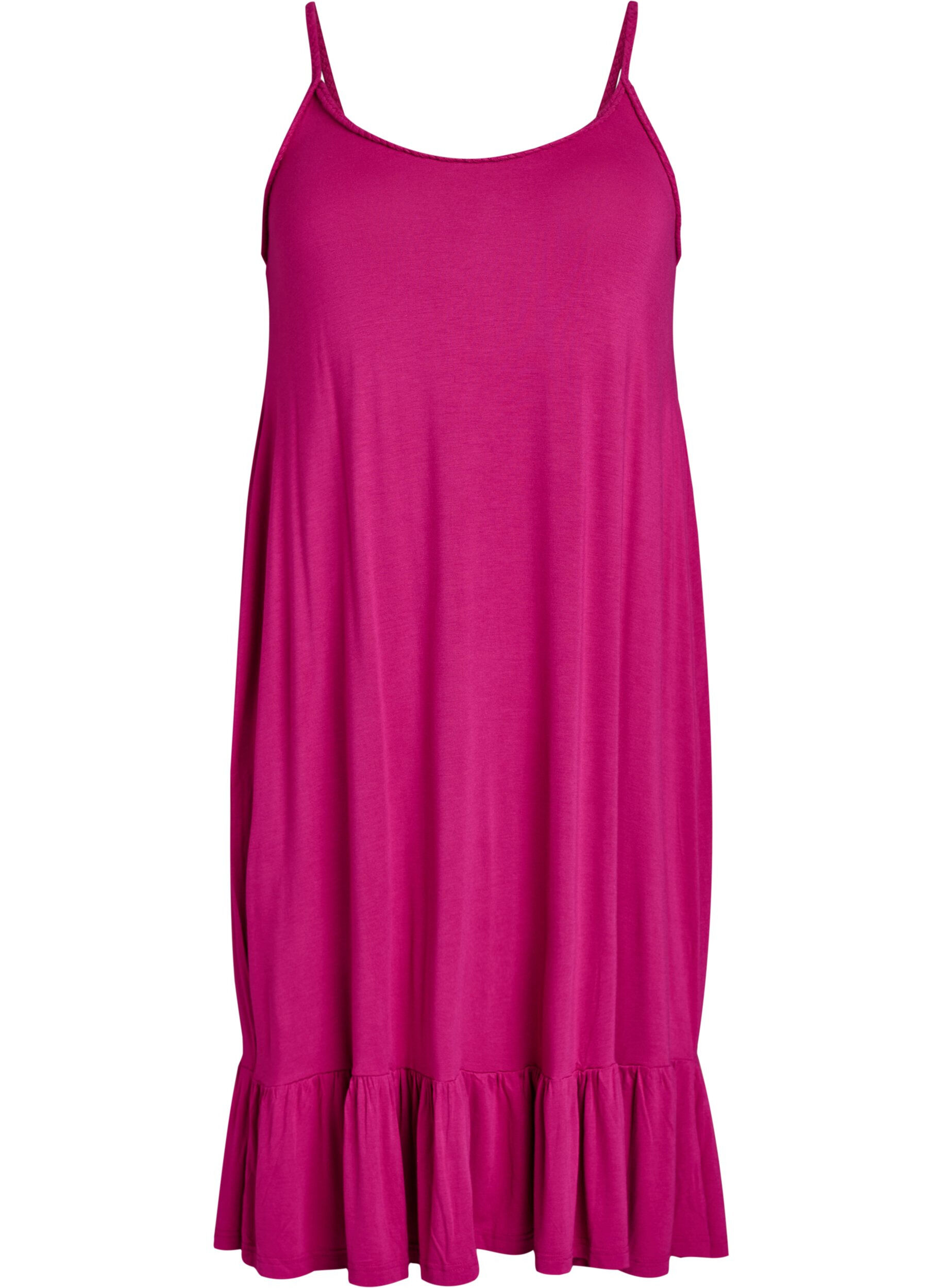 Zizzifashion Beach dress in viscose with braided straps, Pink, Packshot image number 0