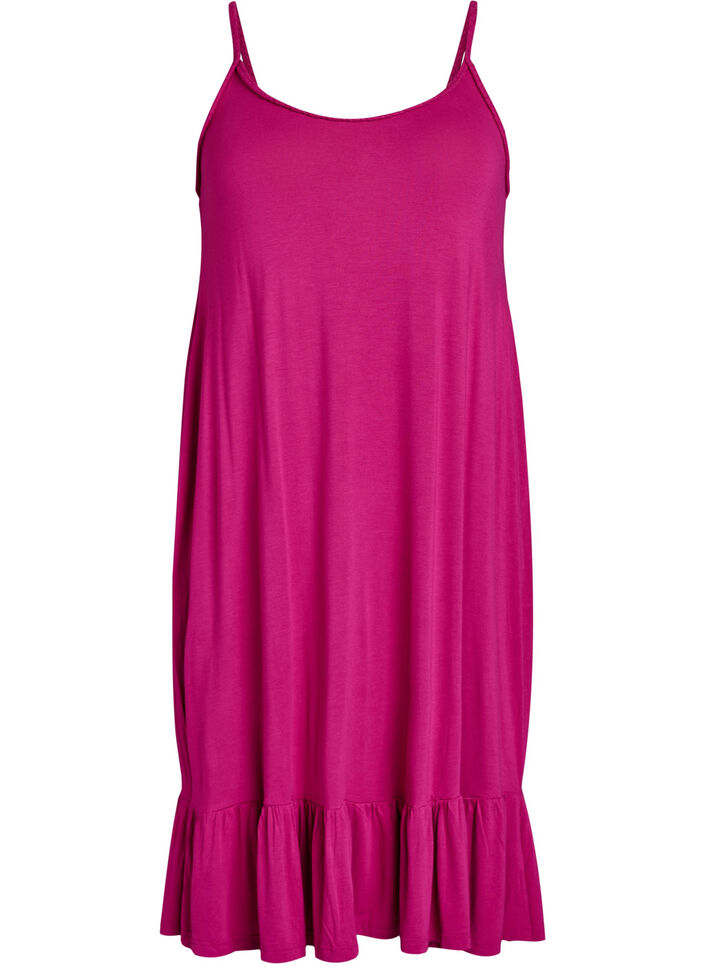 Beach dress in viscose with braided straps, Pink, Packshot image number 0