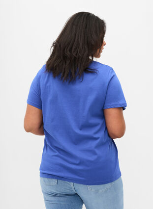 Short-sleeved cotton t-shirt with a print, Dazzling Blue WAYS, Model image number 1