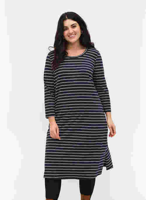 Striped cotton dress with slits