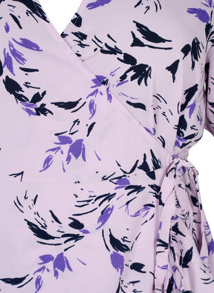 Printed wrap dress with short sleeves, Purple AOP, Packshot image number 2