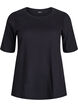 Ribbed jersey blouse with short sleeves, Black, Packshot image number 0