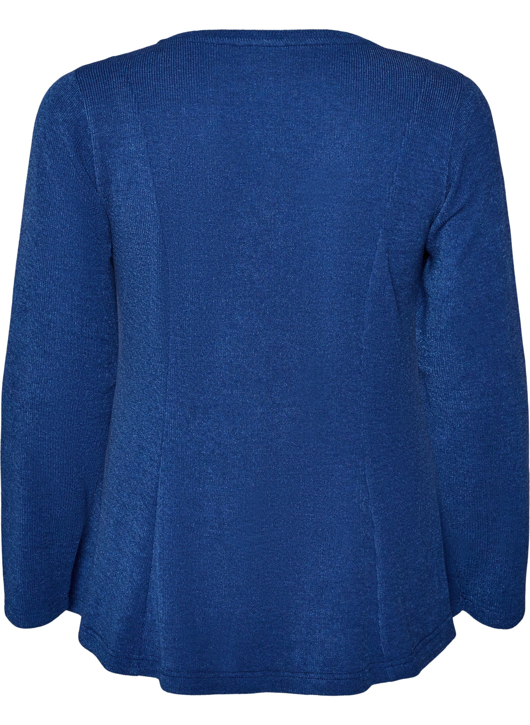 ZizzifashionJersey blouse with a ribbed texture and an A-line fit, Blue, Packshot image number 1