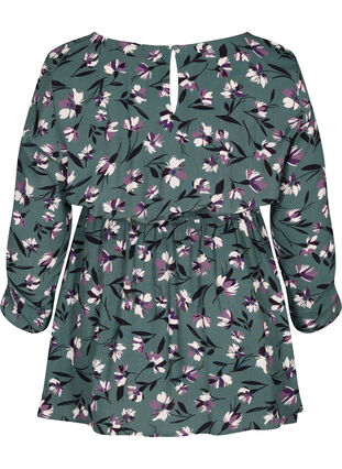 Maternity blouse in viscose and floral print, Silver Pine Flower, Packshot image number 1