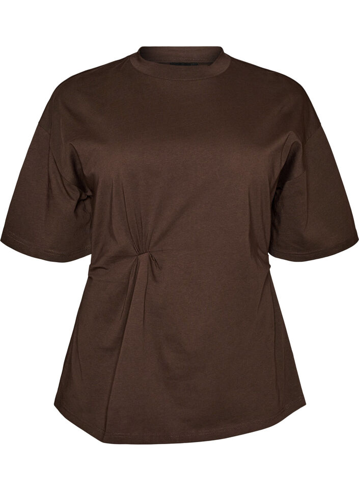 T-shirt with draped detail, Brown, Packshot image number 0