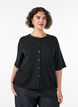Blouse with a ribbed texture and button closure, Black, Model image number 0