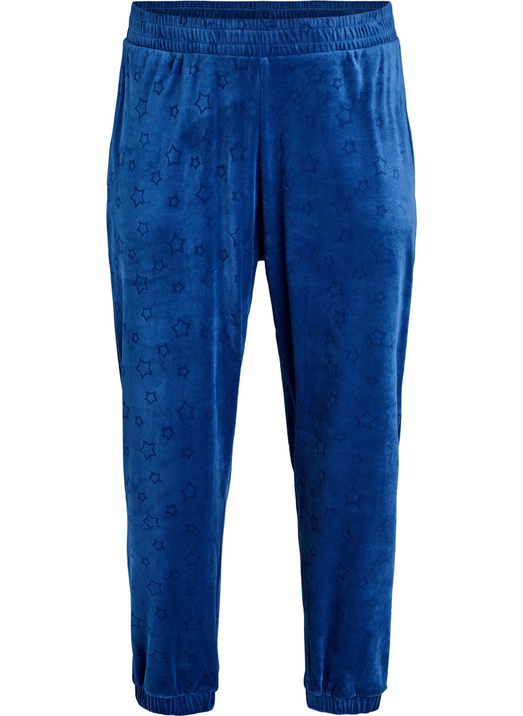 Velour trousers with embossed pattern