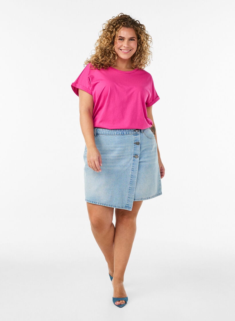 Short-sleeved cotton blend T-shirt, Pink, Model image number 1