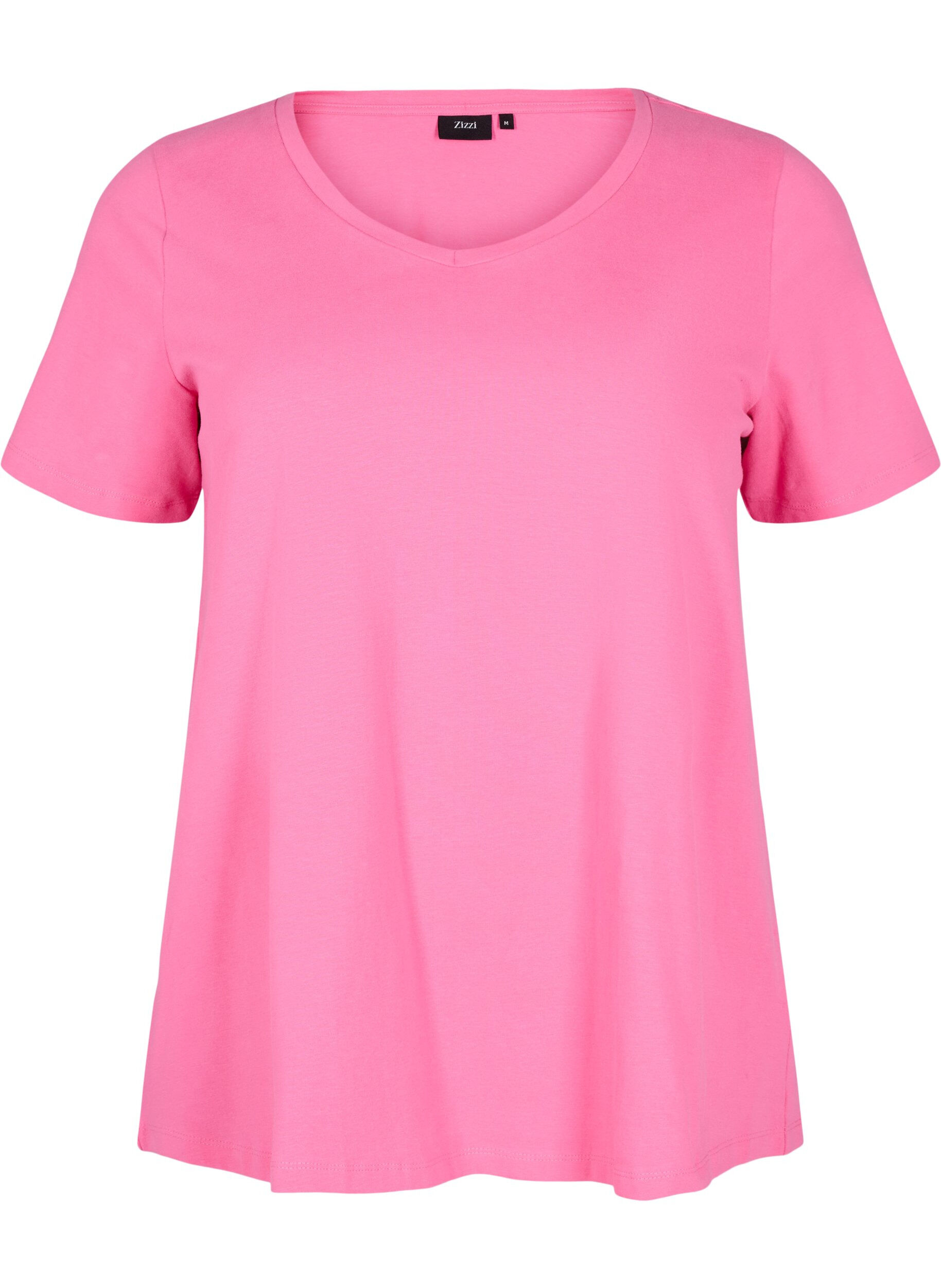 ZizzifashionBasic plain cotton t-shirt, Pink, Packshot image number 0