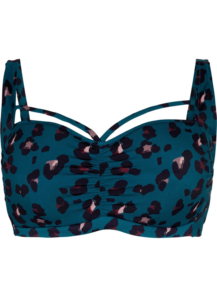 Bikini top with ruching and string, Leopard, Packshot image number 0