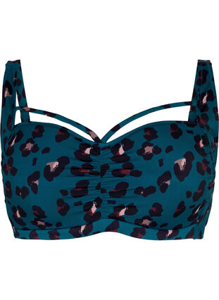 Bikini top with ruching and string, Leopard, Packshot image number 0