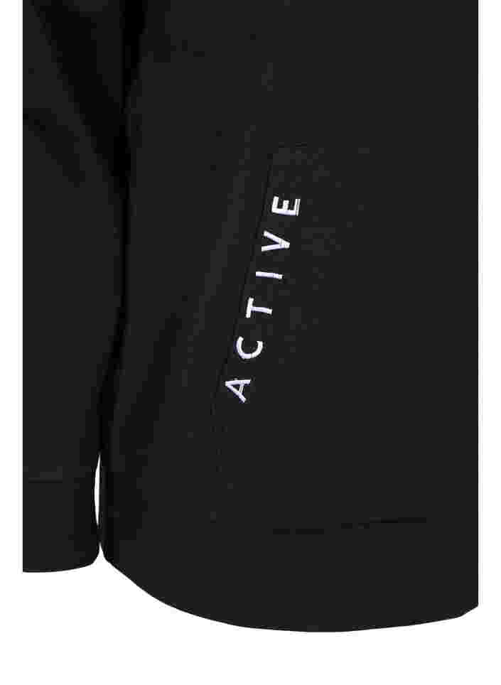 Workout hoodie jacket with zip, Black, Packshot image number 3
