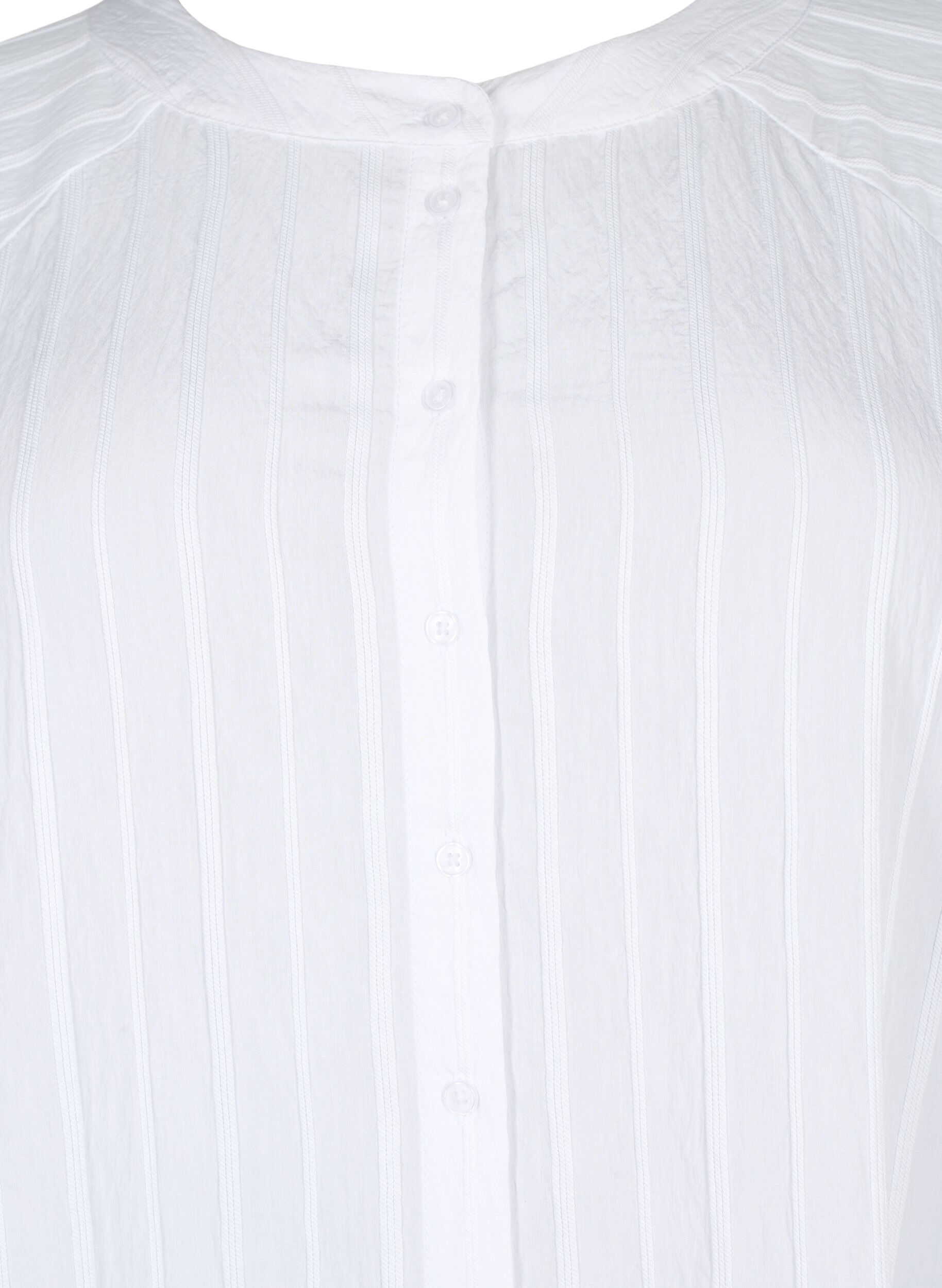 Zizzifashion Long viscose shirt with striped structure, Bright White, Packshot image number 2
