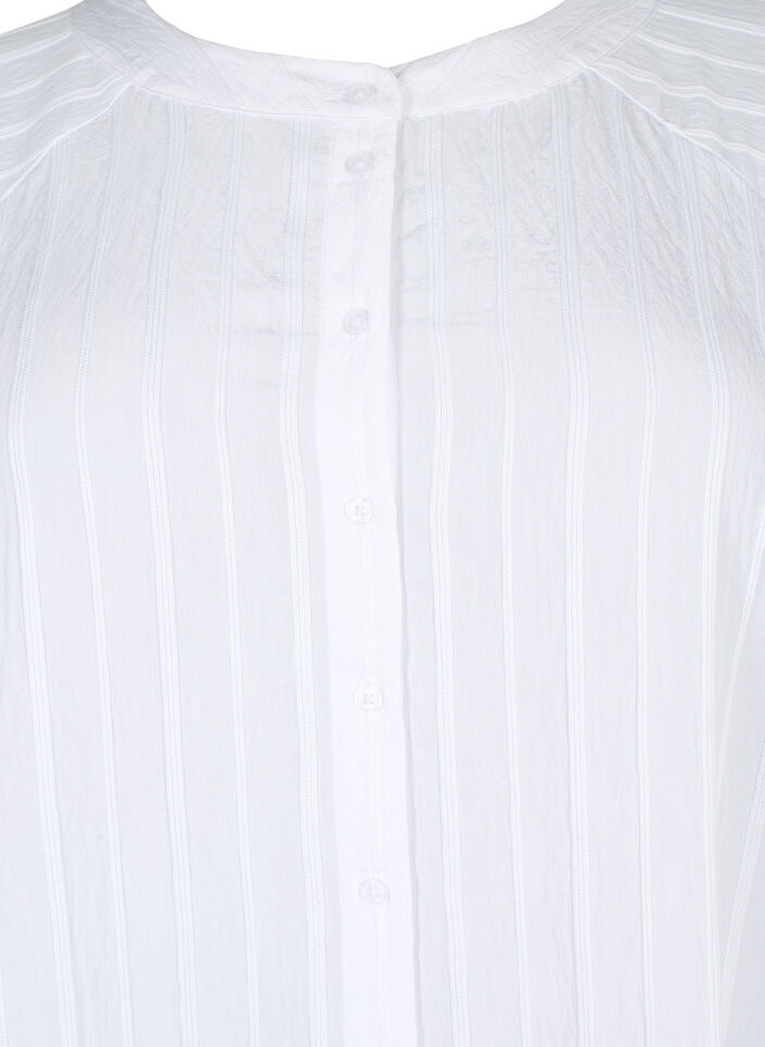 Long viscose shirt with striped structure, Bright White, Packshot image number 2