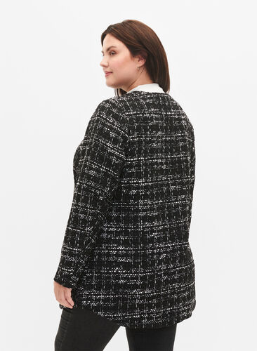 Bouclé jacket with buttons, Black/White, Model image number 1