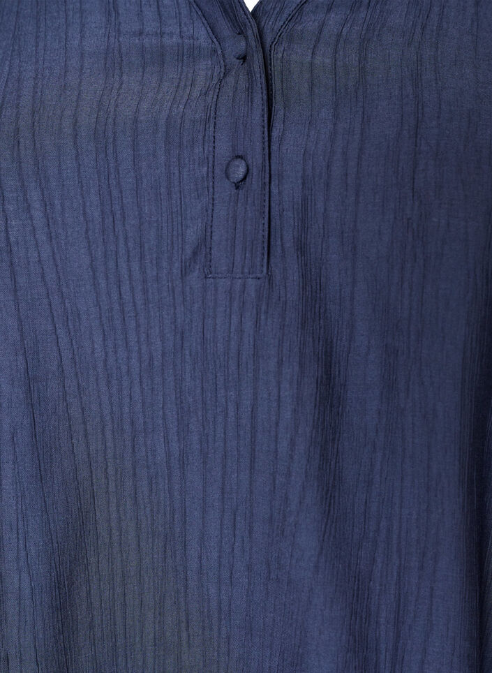 Blouse in a crinkled viscose blend with a V-neck, Blue, Packshot image number 2