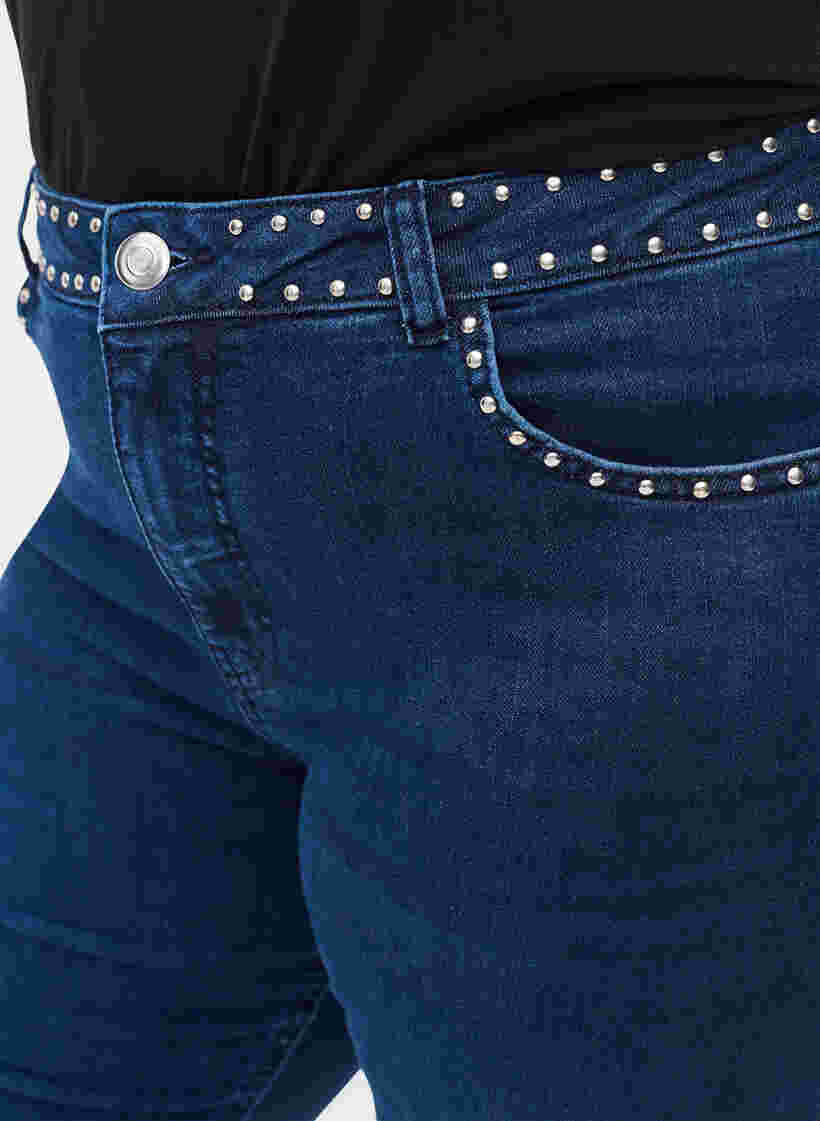 Super slim Amy jeans with studs, Dark blue, Model image number 2