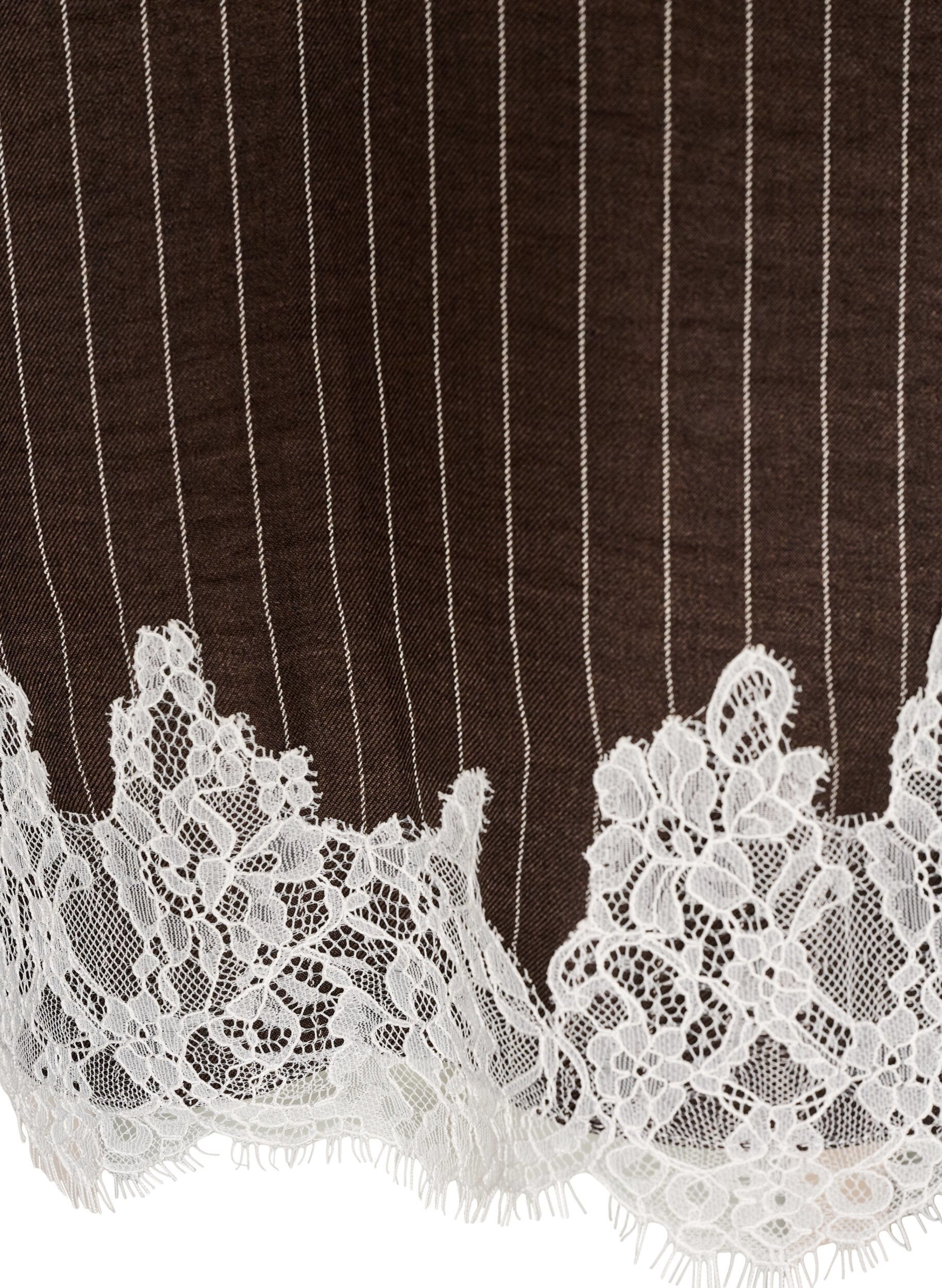 ZizzifashionPinstripe shirt with lace trim, Brown, Packshot image number 3