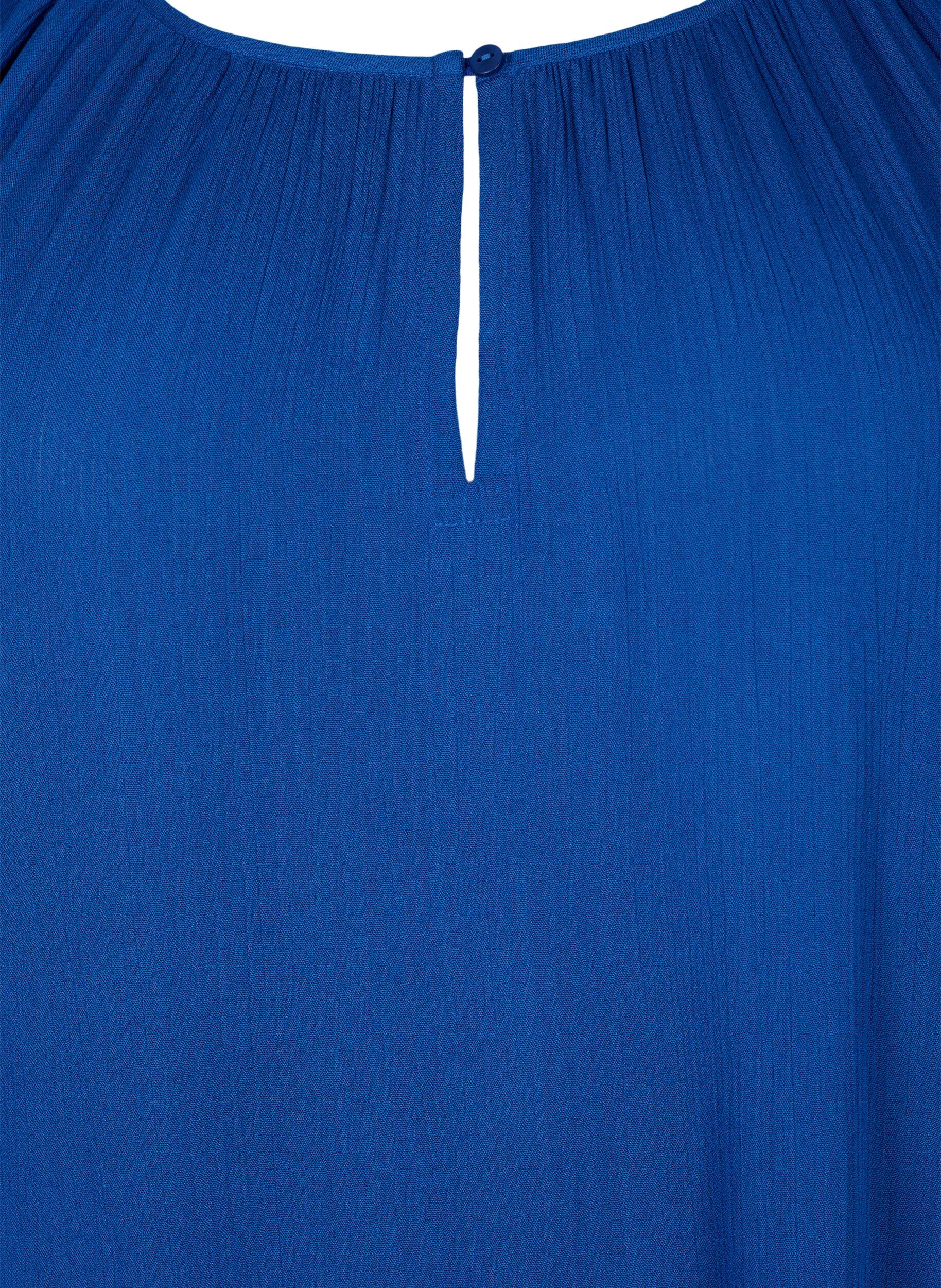 Zizzifashion Viscose tunic with 3/4 sleeves, Blue, Packshot image number 2