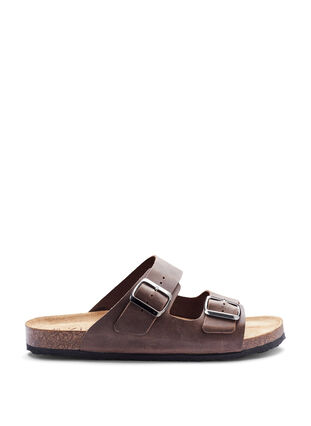 Leather sandals with wide fit, Brown, Packshot image number 0
