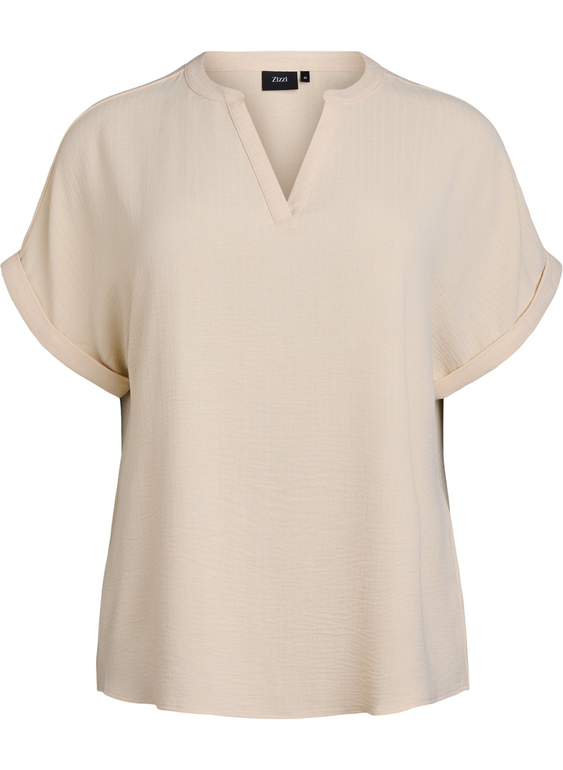 ZizzifashionLoose blouse with short sleeves, Beige, Packshot image number 0