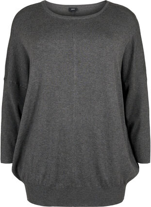 Knitted tunic in viscose blend, Dark Grey Melange, Packshot image number 0