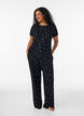 Pyjama top with floral print and ribbed texture, Black, Model image number 1