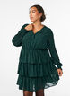 Short dress with ruffles and a textured pattern, Green, Model image number 0