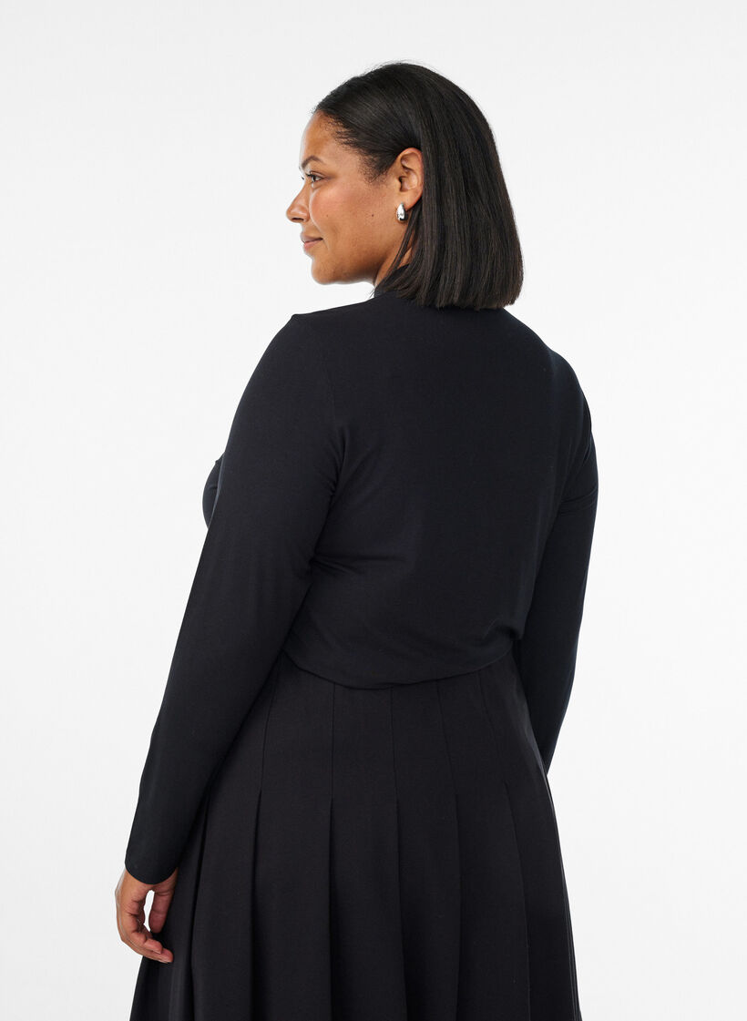 Long-sleeved blouse with high neck, Black, Model image number 2