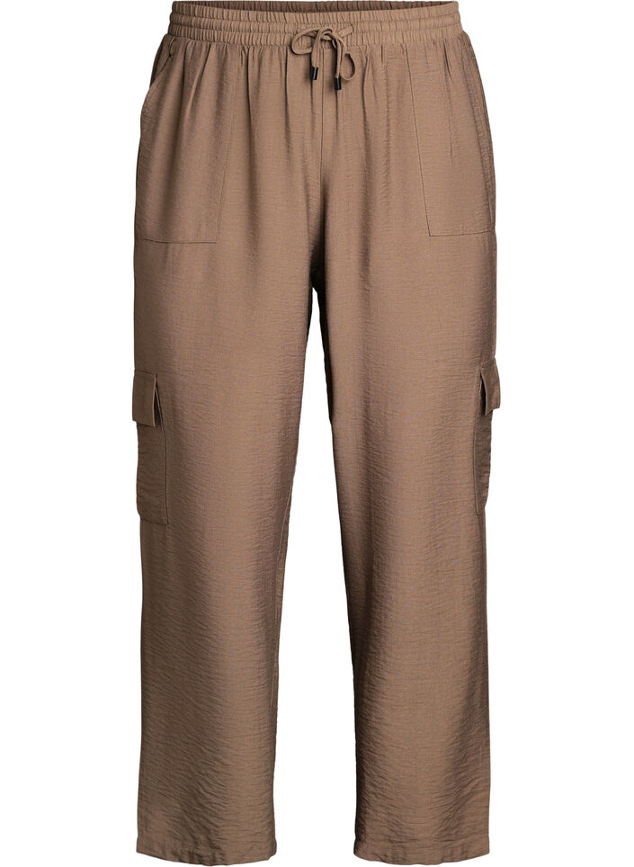 High-waisted cargo trousers, Beige, Packshot image number 0