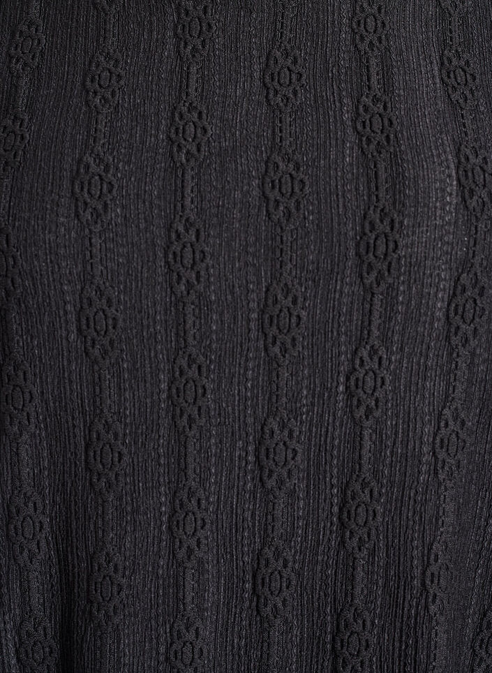 Blouse with textured pattern and short sleeves, Black, Packshot image number 2