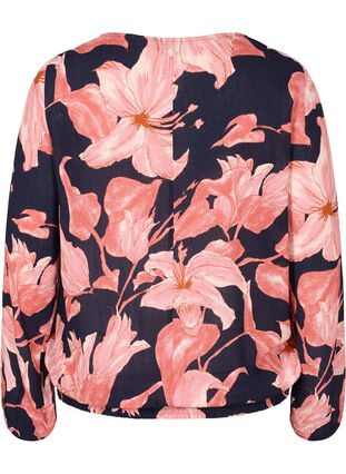 Viscose blouse with smock, N. Sky Sketch Flower, Packshot image number 1
