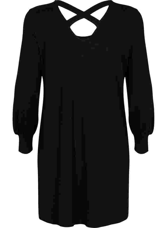 Long-sleeved dress with back detail, Black, Packshot image number 1
