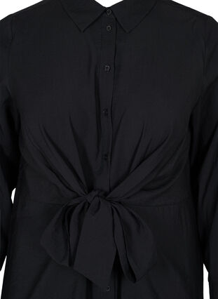 Shirt dress with binding detail and slit, Black, Packshot image number 2