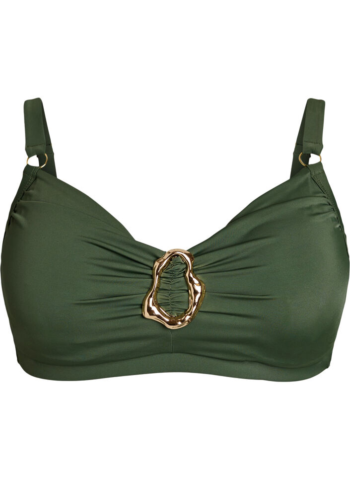 Bikini bra with underwire and gold-coloured detail, Green, Packshot