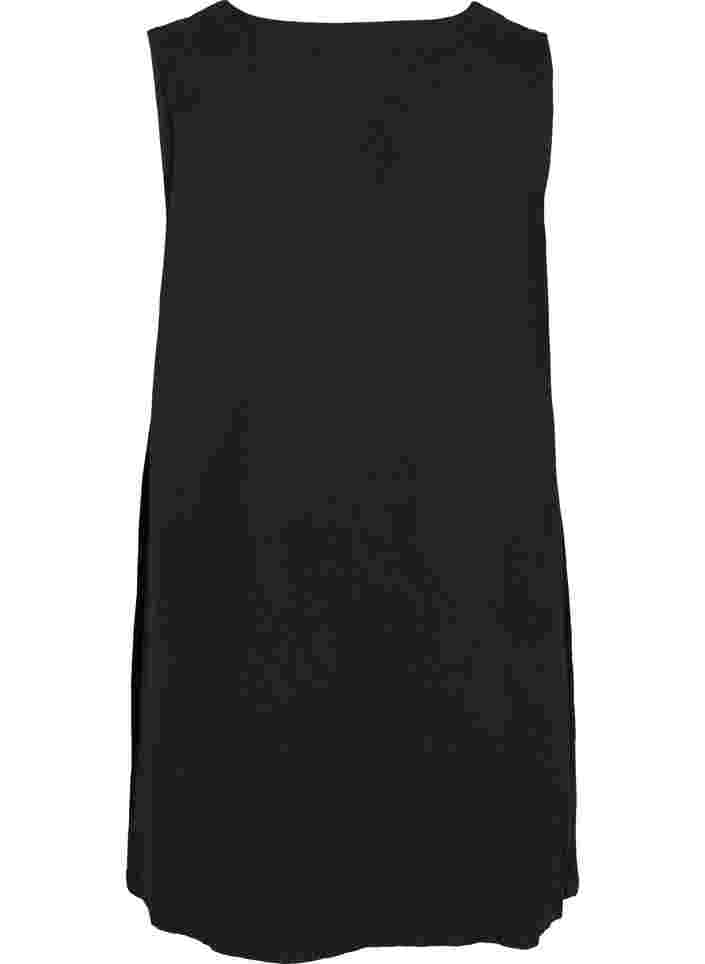 Sleeveless cotton tunic with buttons, Black, Packshot image number 1