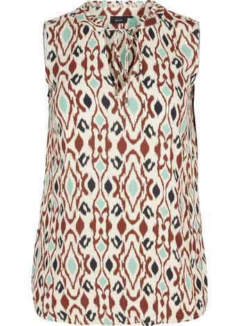 Printed viscose top with tie-string detail