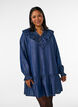Short denim-look dress with ruffles, Blue, Model image number 0