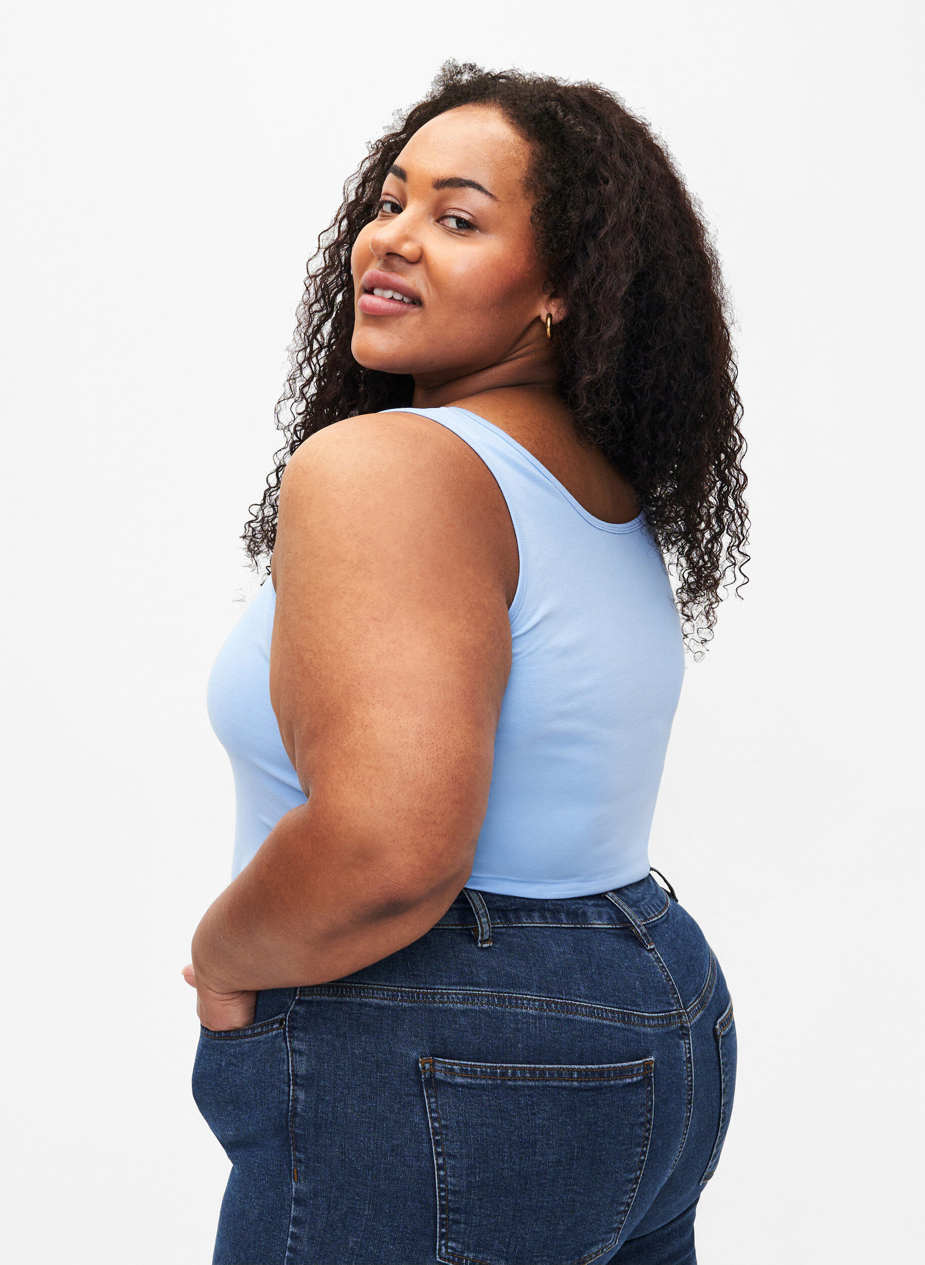 Zizzifashion Cotton basic top, Light Blue, Model image number 2