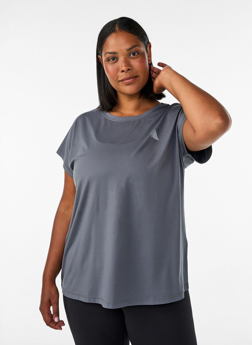 Solid-coloured training T-shirt, Grey, Model image number 0