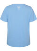 Cotton T-shirt with V-neck and front print, Light Blue, Packshot image number 1