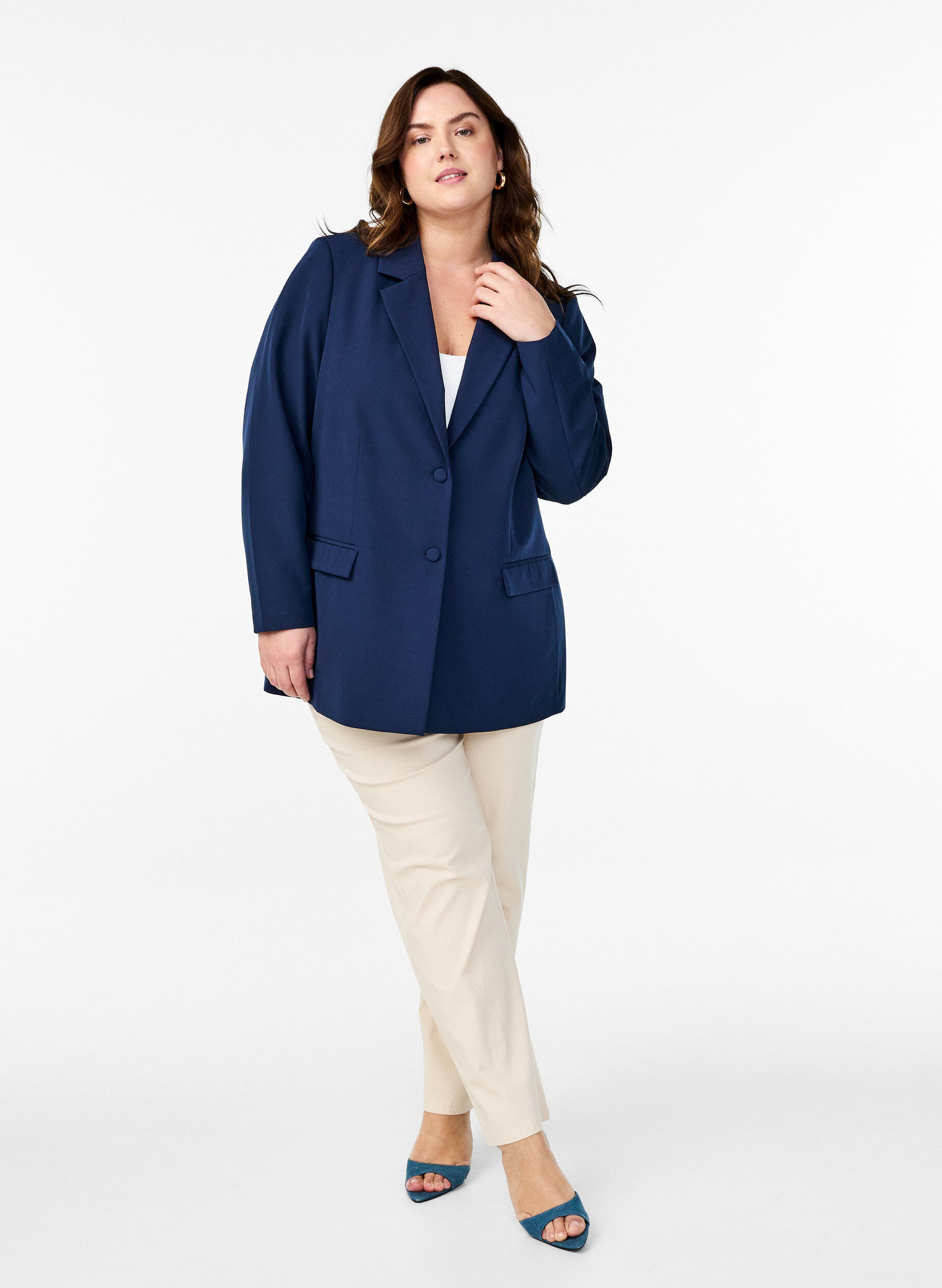 Zizzifashion Classic blazer with button closure, Blue, Model image number 1