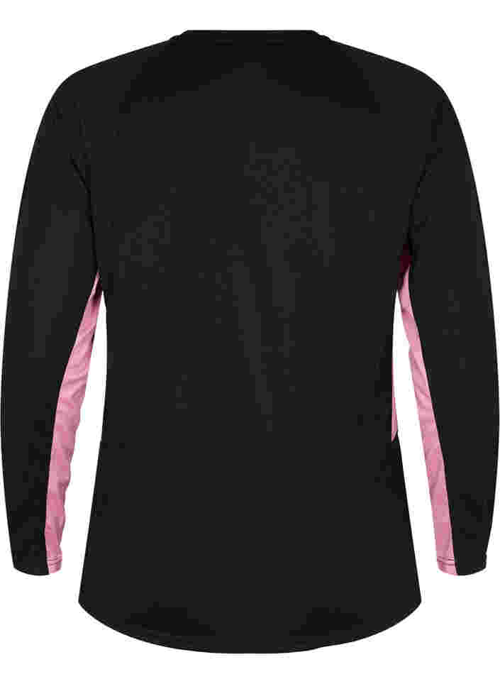 Ski undershirt with contrast stripe, Black w. Sea Pink, Packshot image number 1