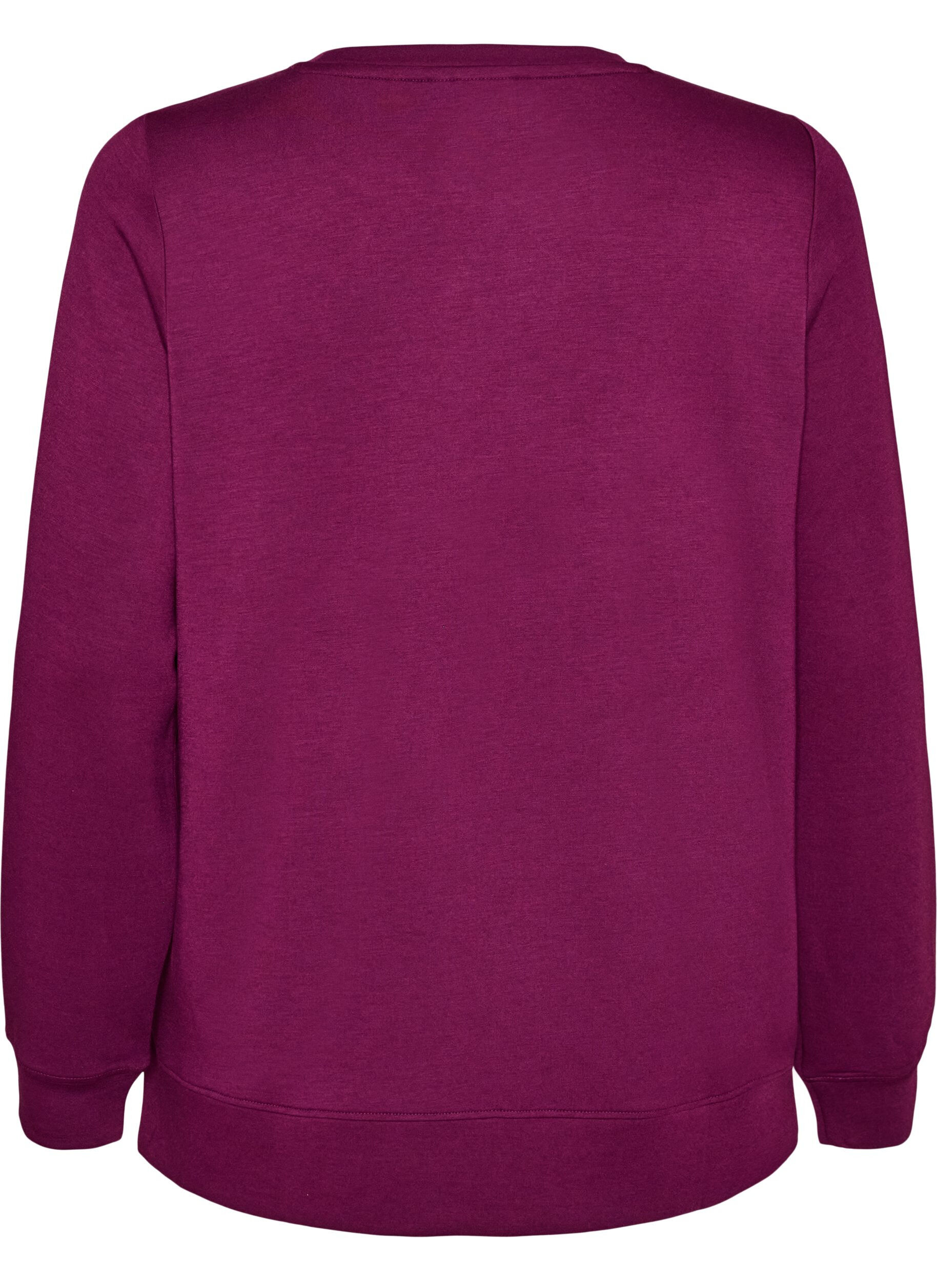 ZizzifashionLong-sleeved jersey blouse with a round neck, Purple, Packshot image number 1