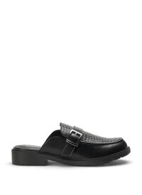 Open leather loafer with studs